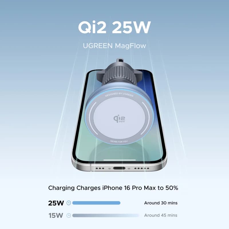 Qi2.2 magneettinen langaton autolaturi, 25W