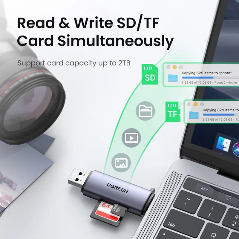 USB 3.0 & USB-C SD/MicroSD-kortinlukija