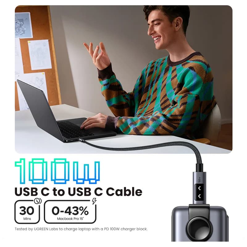 USB-C - USB-C -kaapeli, 100W PD, 0,5-3m