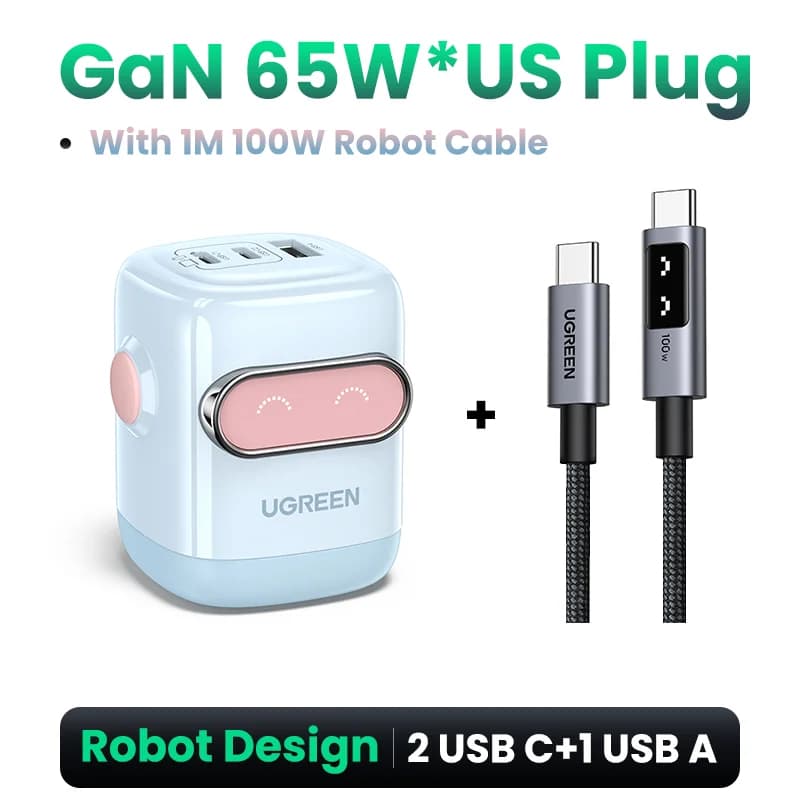 65W GaN USB-C PD -laturi, US-tulppa