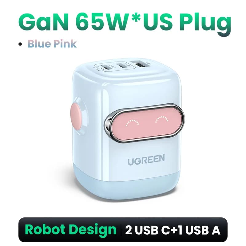 65W GaN USB-C PD -laturi, US-tulppa