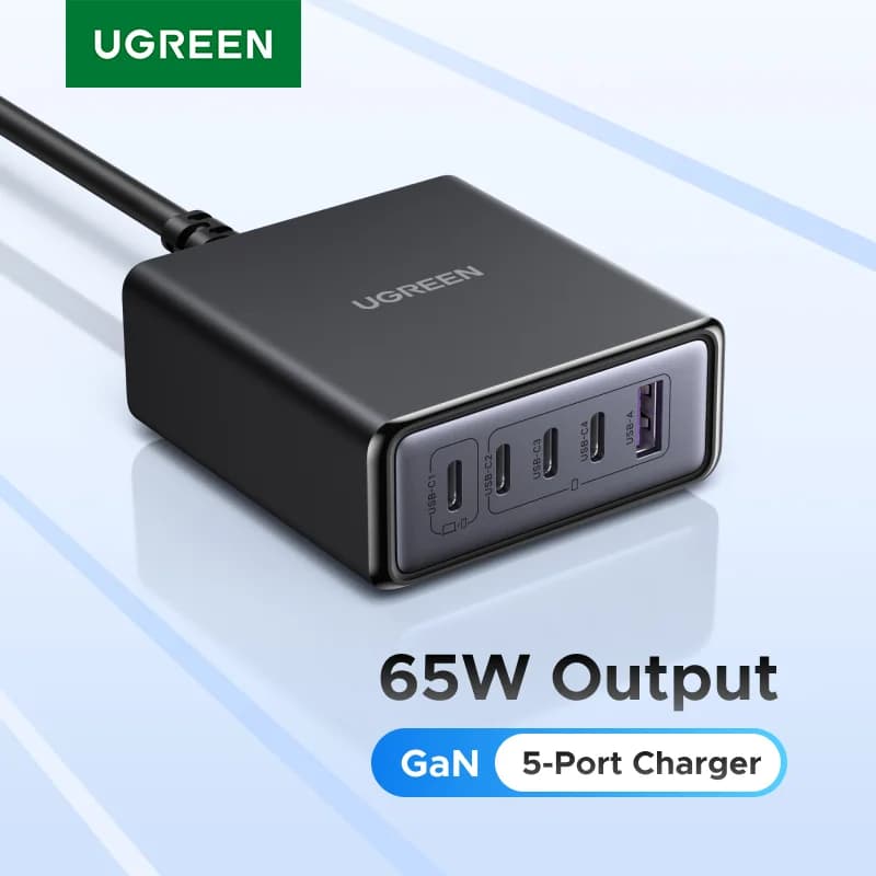 65W-100W 5-in-1 GaN-pöytälaturi PD- ja QC-tuellä