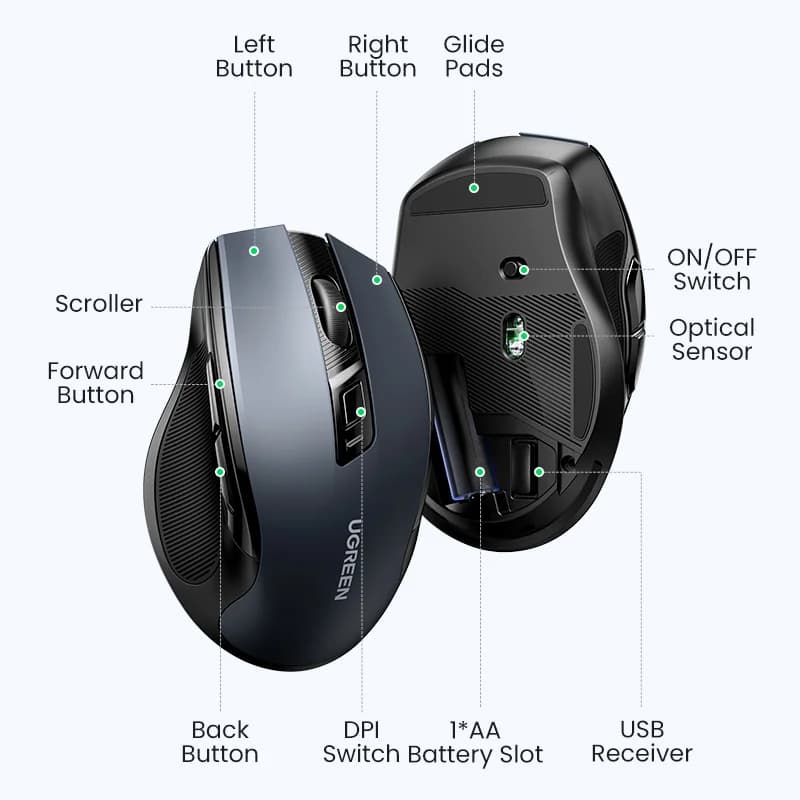 Ergonominen langaton hiiri, Bluetooth, 4000 DPI