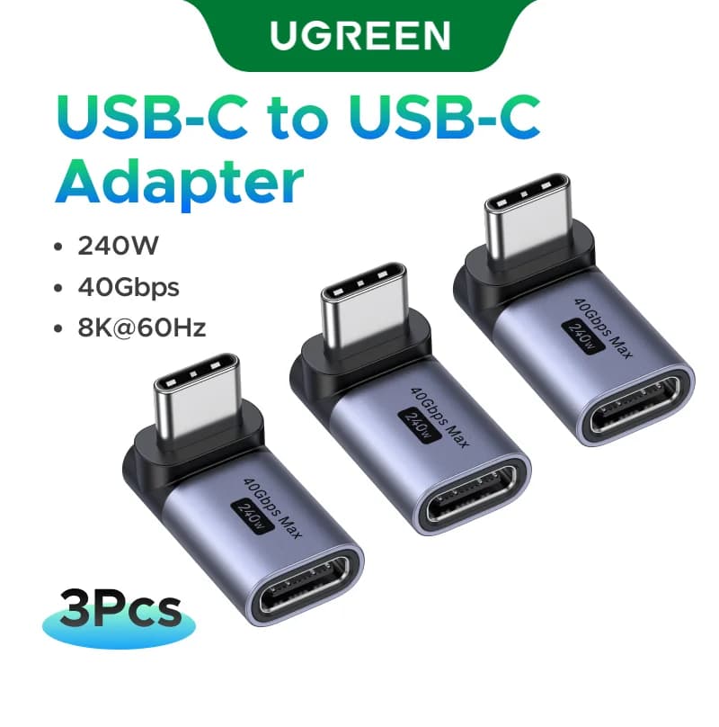 90 asteen USB-C naar uros/uros adapteri, 3 kpl pakkaus