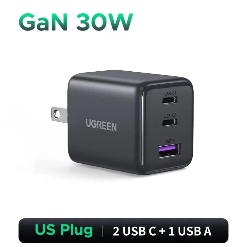 30W GaN USB-C PD -laturi, US-tulppa