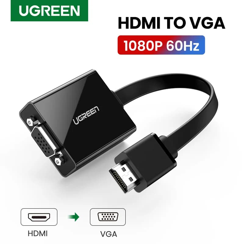 HDMI-VGA-sovitin 3,5 mm ääniliitännällä, 1080P