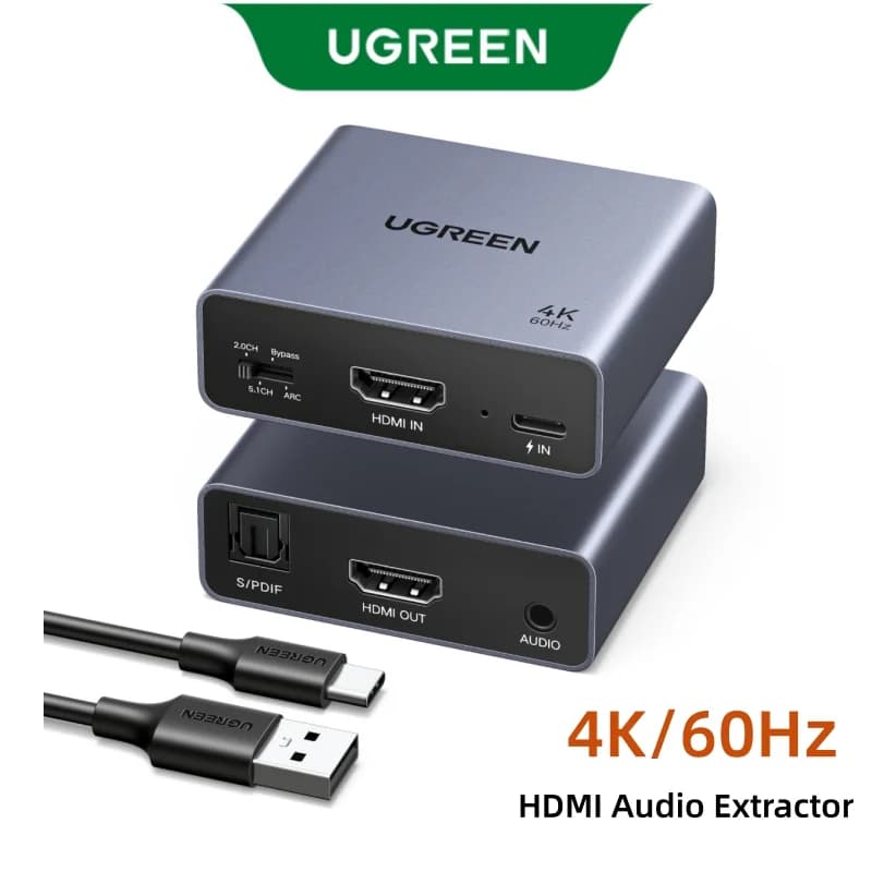 4K 60Hz HDMI-äänipoistin, optinen ja 3.5mm