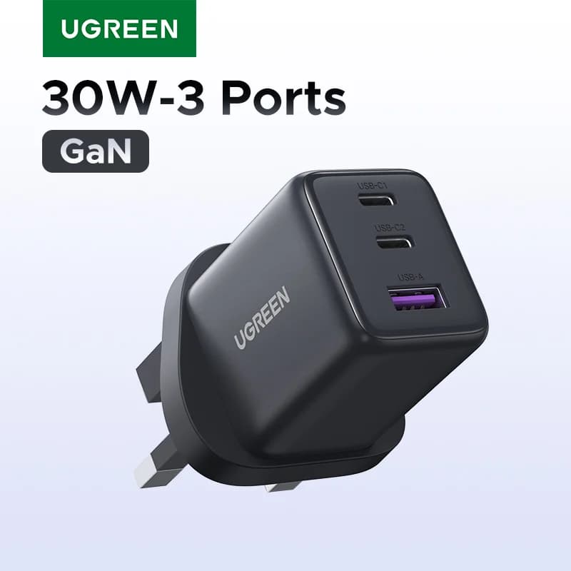 30W Mini GaN USB-C pikalaturi UK-pistokkeella
