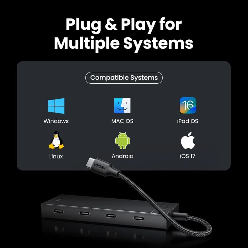 USB-C-hubi 4-porttinen 10Gbps Type-C-sovitin