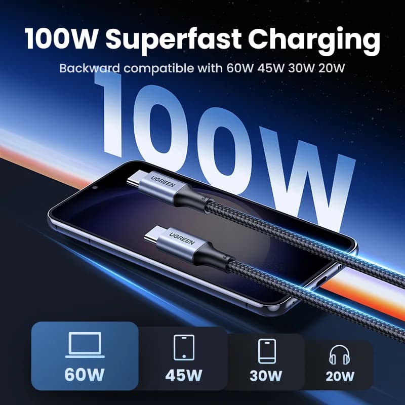 2-pack 100 W USB-C–USB-C PD -kaapelit