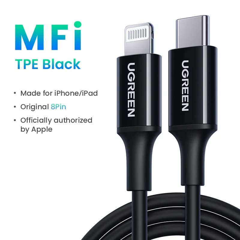 USB-C - Lightning -kaapeli, 20W PD, MFi