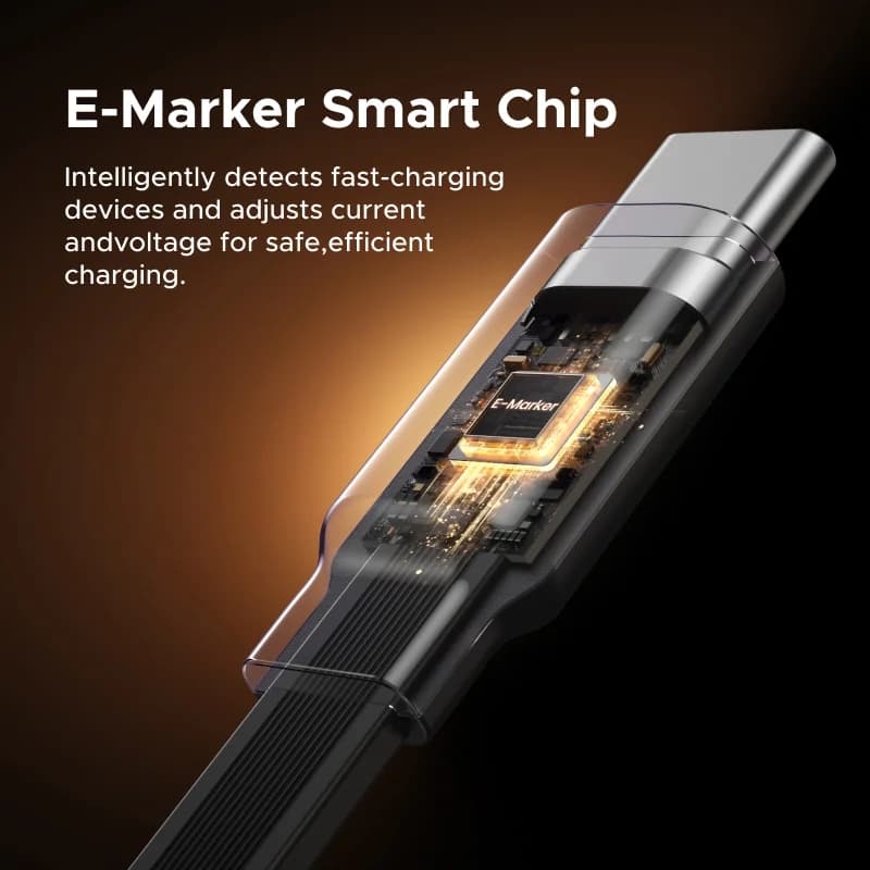 Kätkettävä 100W USB-C - USB-C pikalatauskaapeli