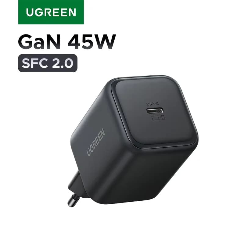 45W GaN USB-C seinälaturi, EU-pistoke
