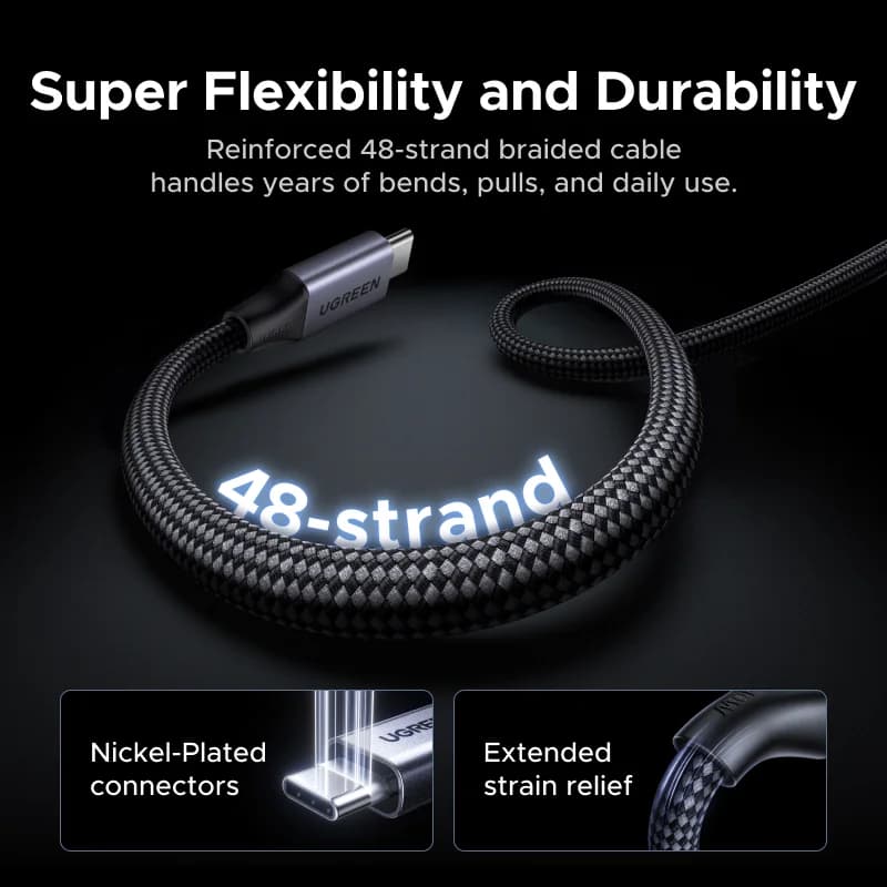 240W USB-C Magneettinen Punottu Latauskaapeli