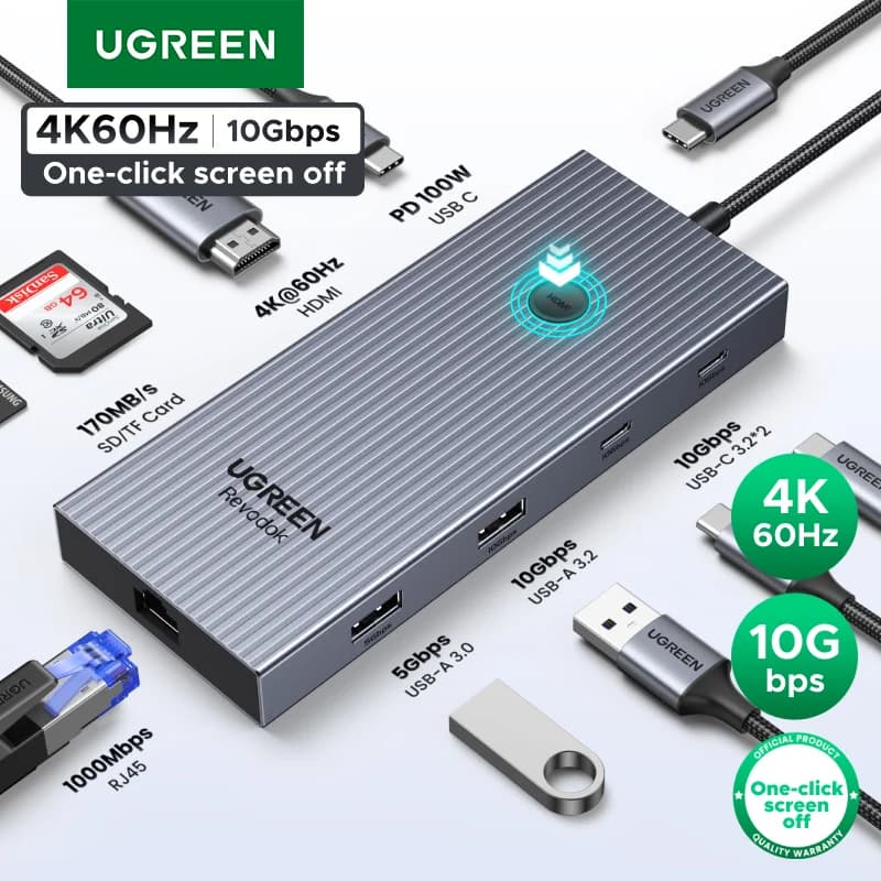 USB-C Hub 4K HDMI-, Ethernet- ja 100W PD-tuki