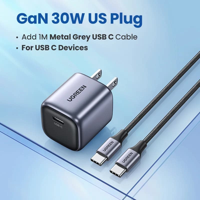 30 W GaN-pikalaturipaketti 1 m USB-C -kaapelilla