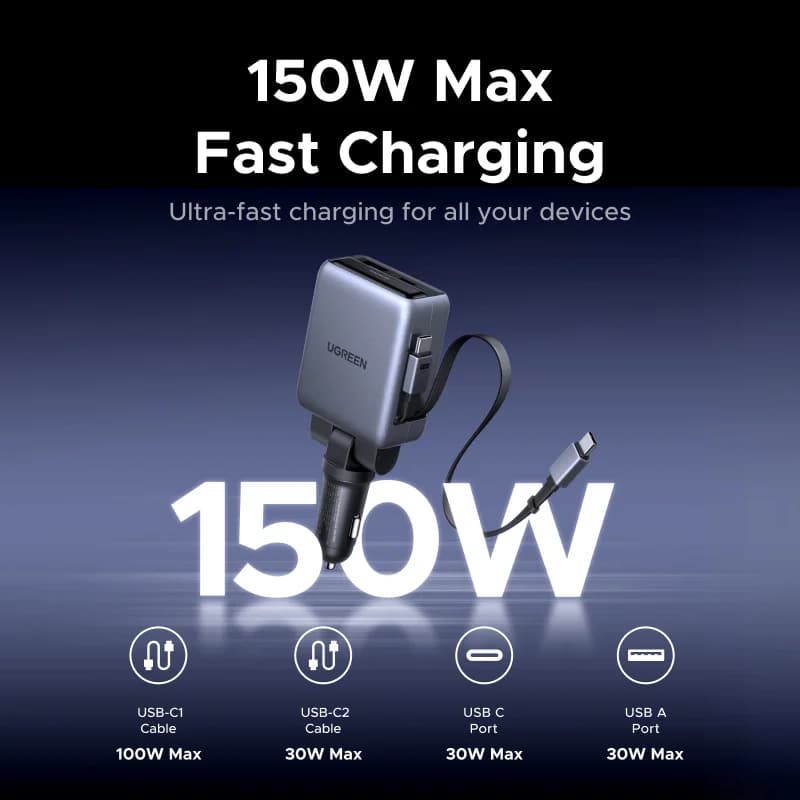 150W autonlaturi vetokaaapeleilla