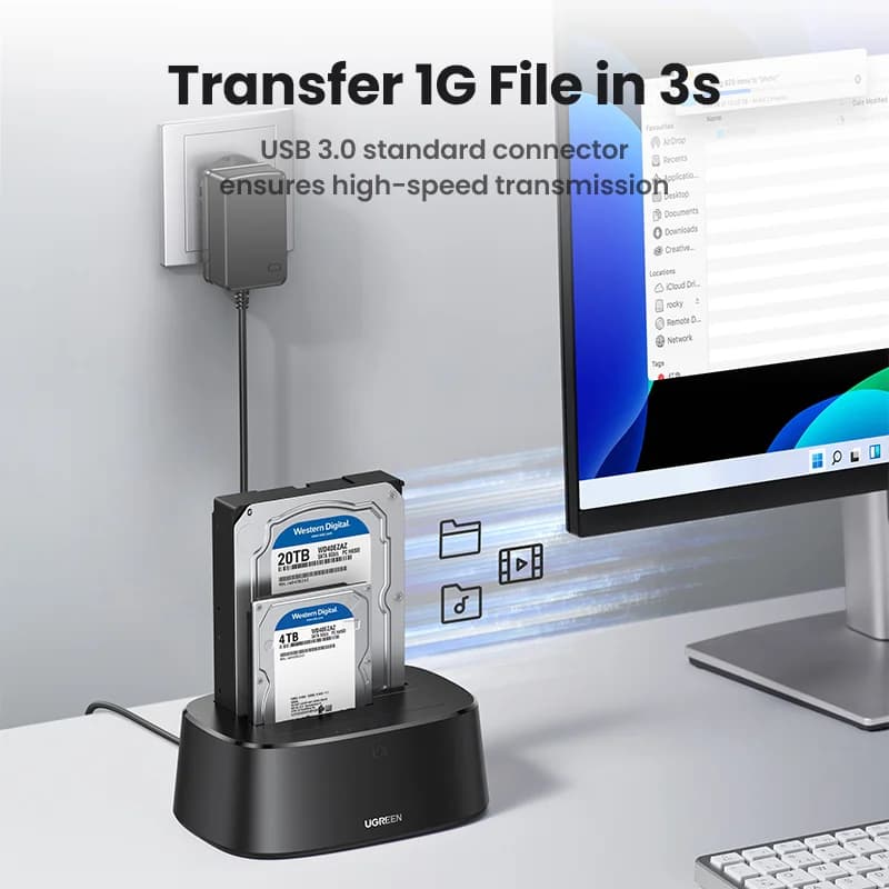 Kaksipaikkainen SATA USB 3.0 HDD-telakka-asema