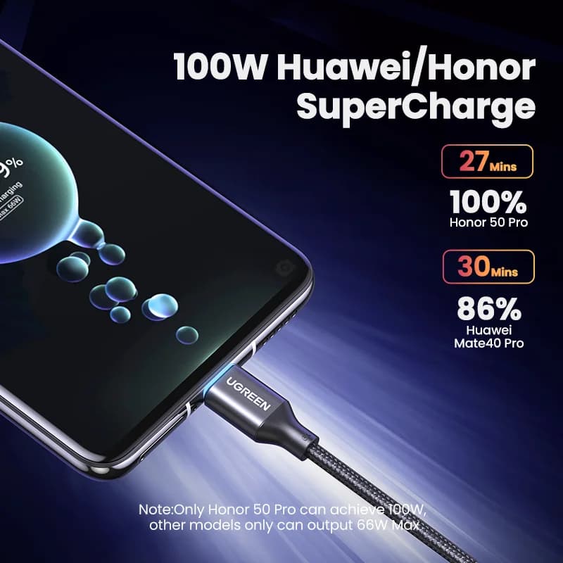 100W USB-A - USB-C Super Charge -kaapeli