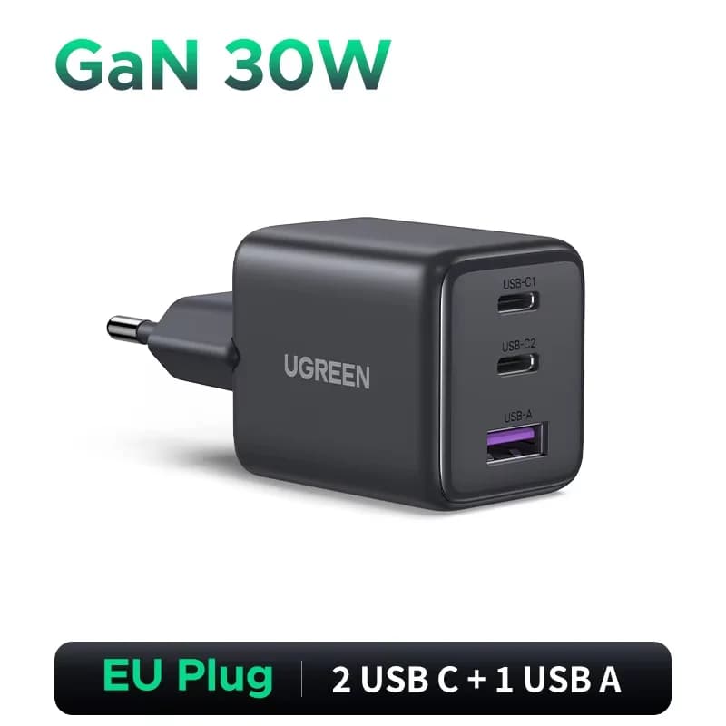 45W GaN USB-C seinälaturi, EU-pistoke