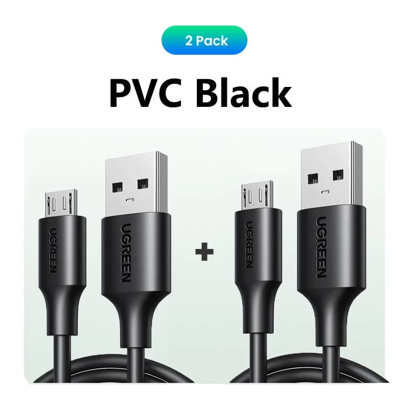 2-pack Micro USB pikalatauskaapeli, 1,5 m, 2A