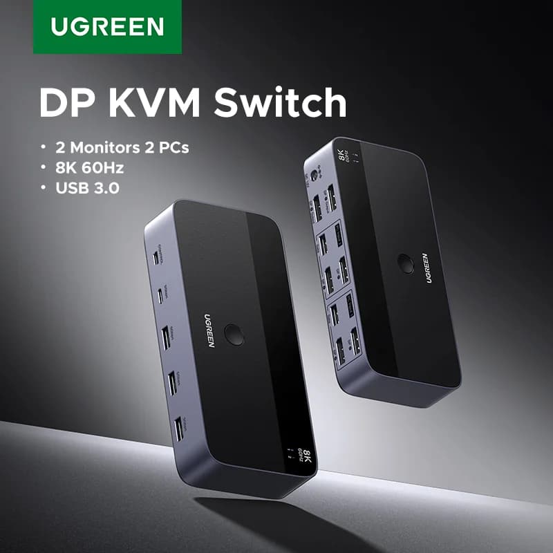 Dual Monitor KVM-kytkin, 8K/60Hz, USB 3.0