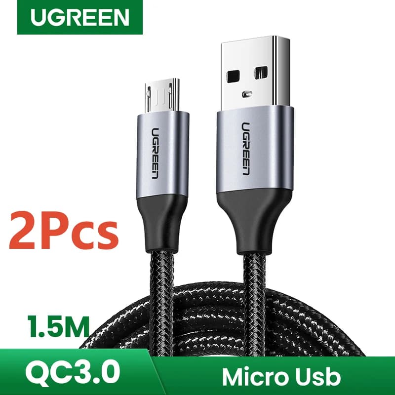 2-pack Micro USB pikalatauskaapeli, 1,5 m, 2A