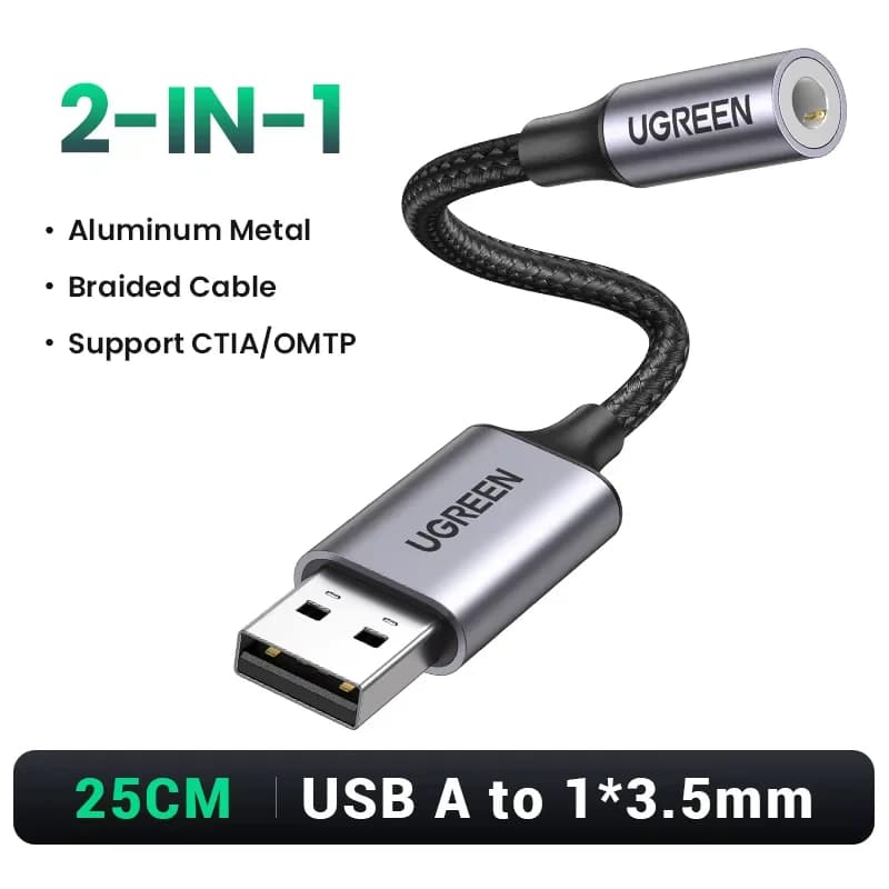 USB-äänikorttiadapteri (3.5 mm ulkoinen)