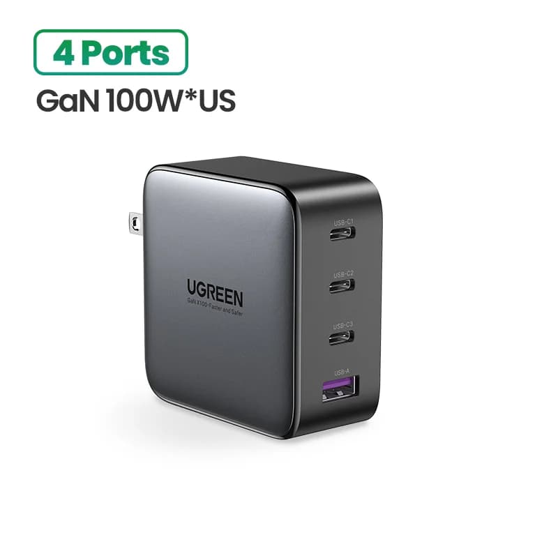100W GaN USB-C pikalaturi US-tulpalla