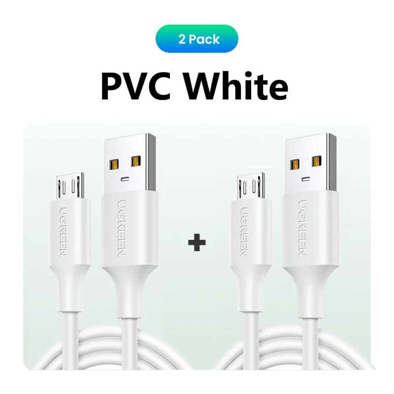 2-pack Micro USB pikalatauskaapeli, 1,5 m, 2A