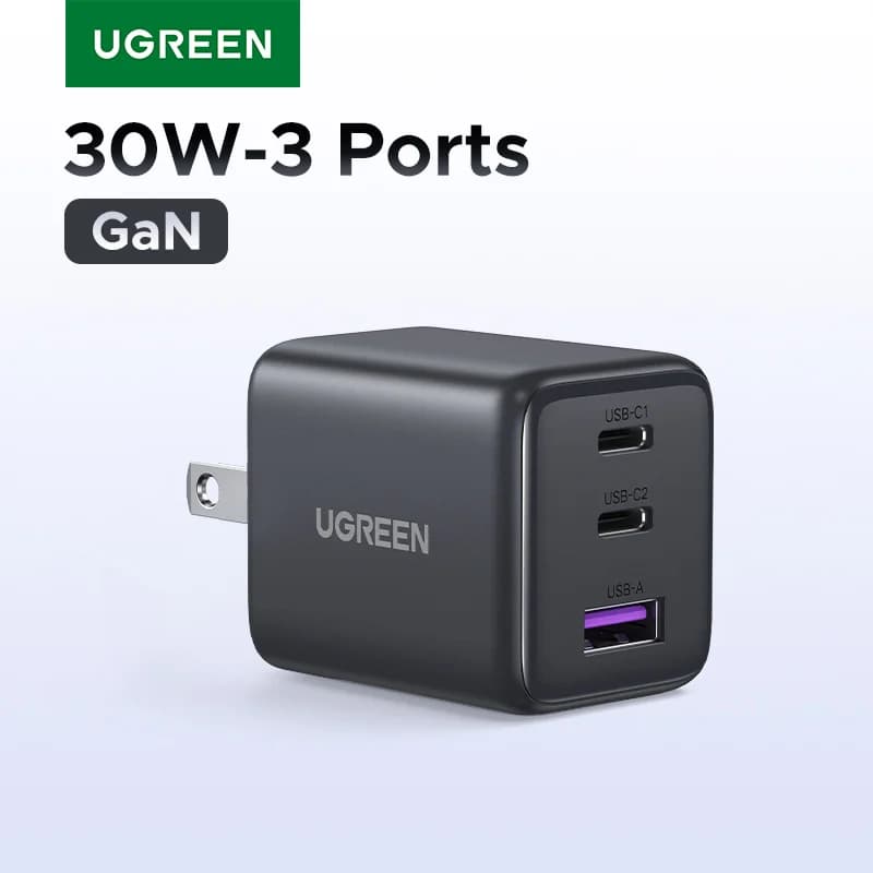 30W GaN USB-C PD -laturi, US-tulppa