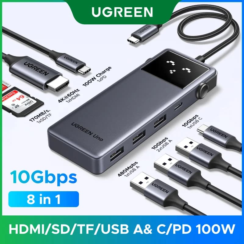8-in-1 USB-C-hubi 4K HDMI:llä ja 100W PD:llä