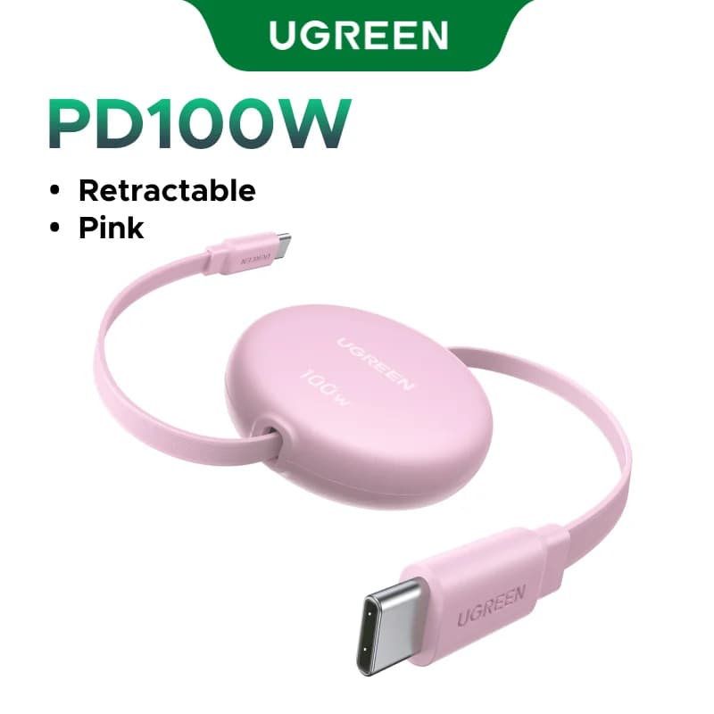 Kätkettävä 100W USB-C - USB-C pikalatauskaapeli