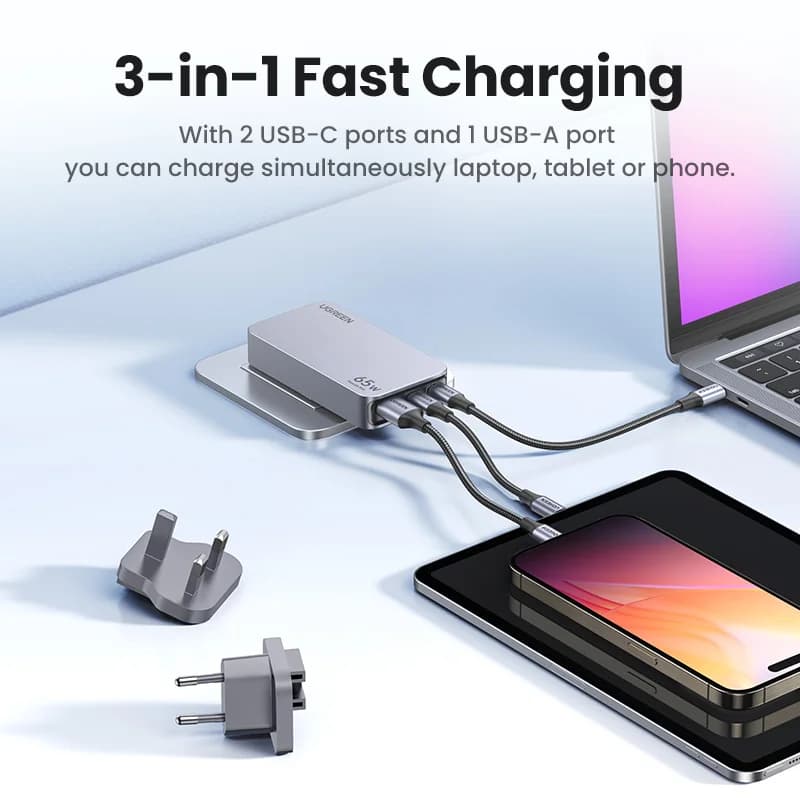 65 W:n GaN USB-C -laturi, Quick Charge 4.0