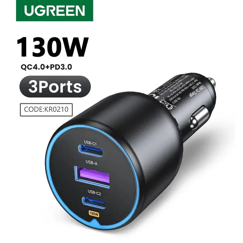 130W kaksiosainen USB-C-autolaturi