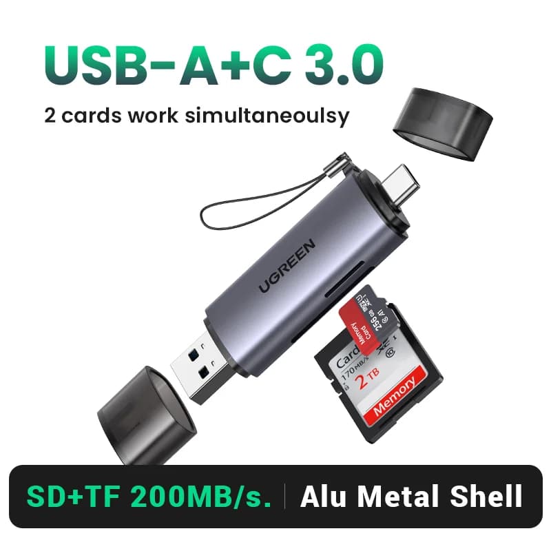 USB 3.0 & USB-C SD/MicroSD-kortinlukija